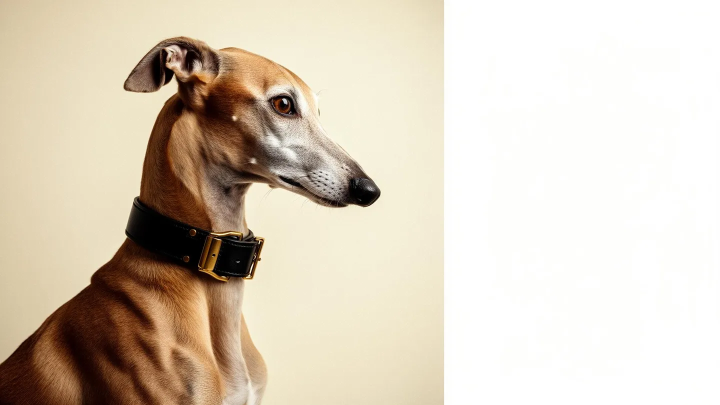 Whippet wearing the VERVE Onyx leather collar